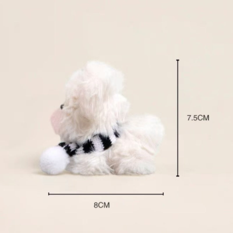 His & Hearts Pair Keychain - Cream Fluffy Dogs