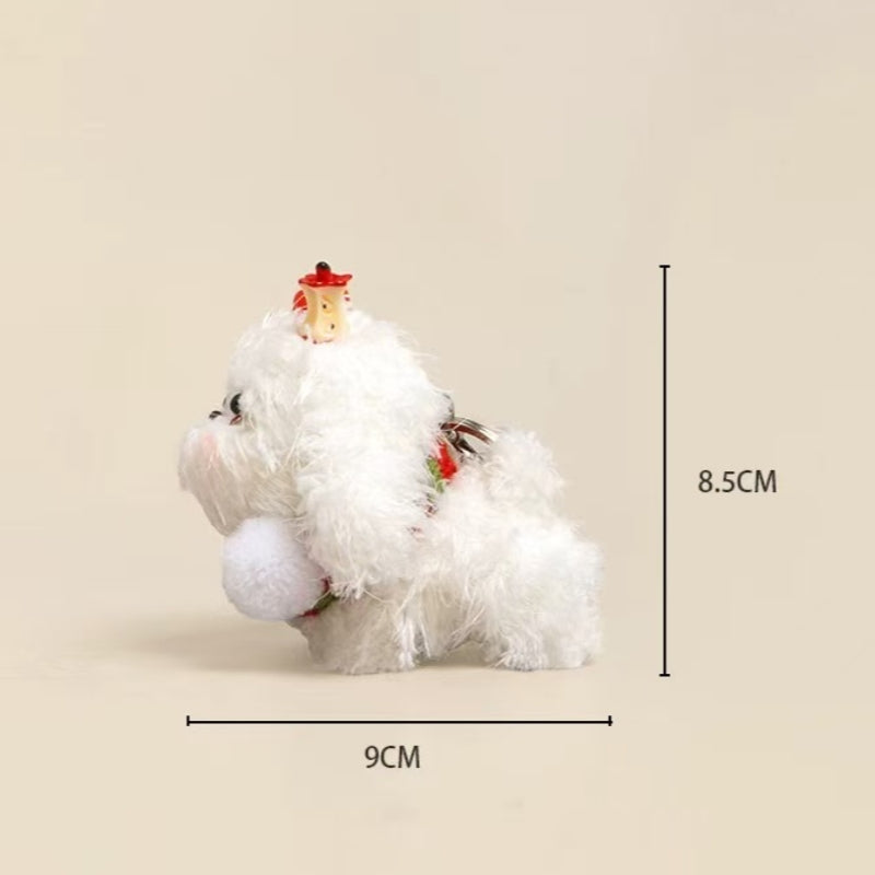 Christmas Fluffy Pup Keychain