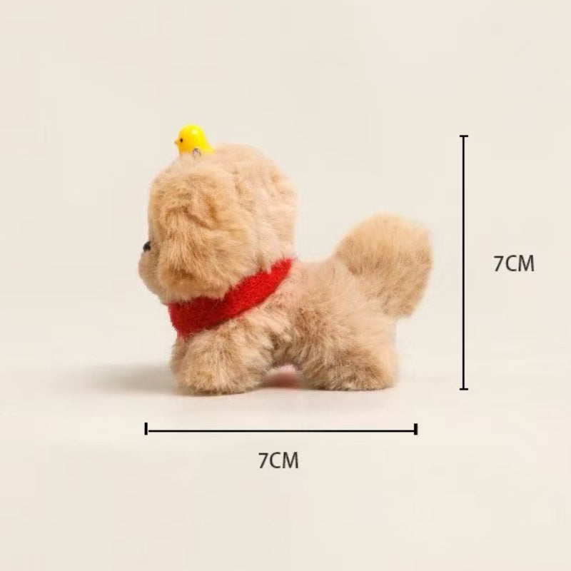 Red Scarf Fluffy Brown Dog Keychain