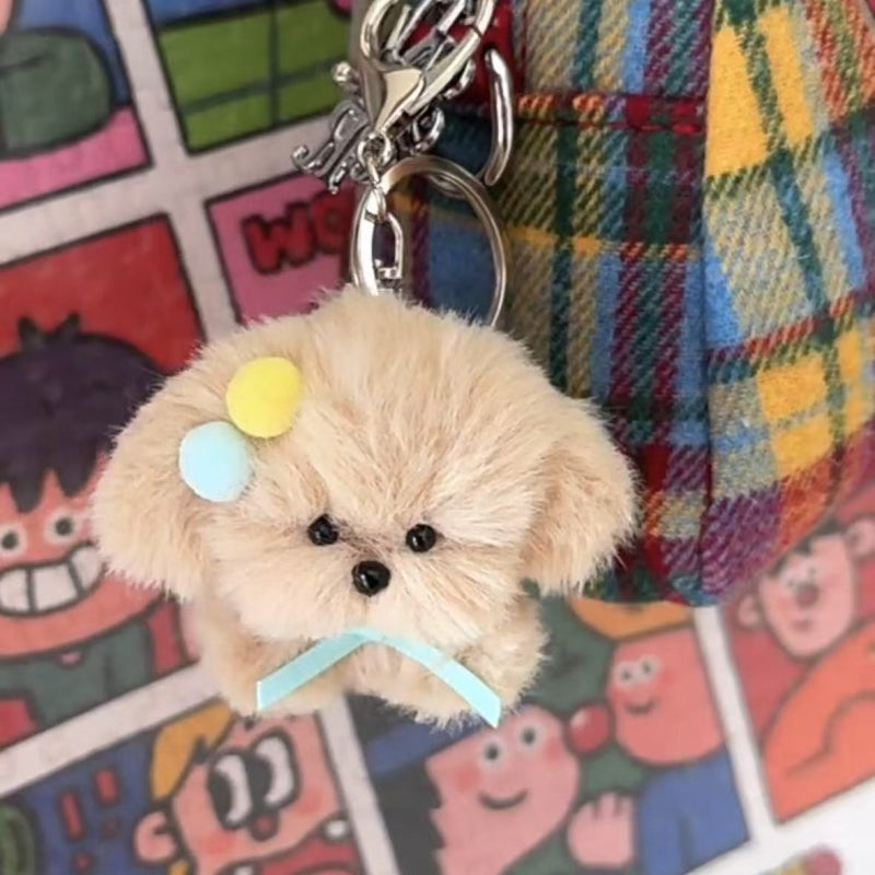Fluffy Brown Dog Keychain