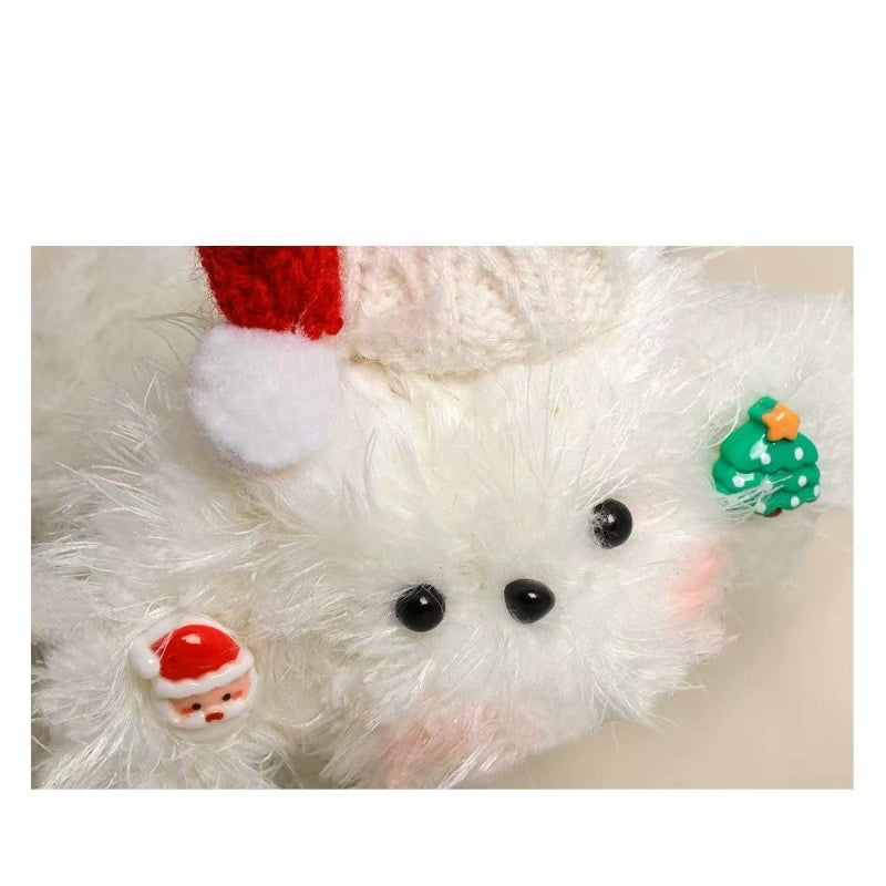 Santa Hat Pup Keychain