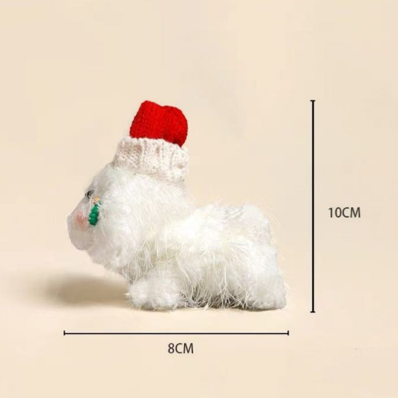 Santa Hat Pup Keychain