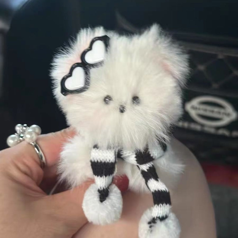 His & Hearts Pair Keychain - Cream Fluffy Dogs