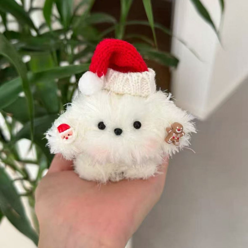 Santa Hat Pup Keychain