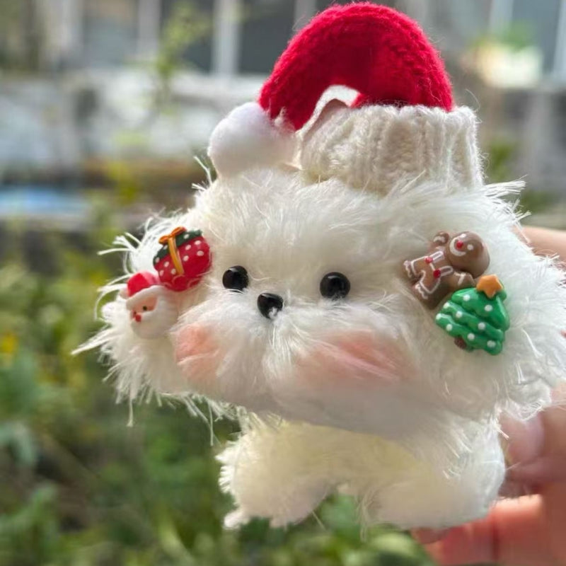 Santa Hat Pup Keychain